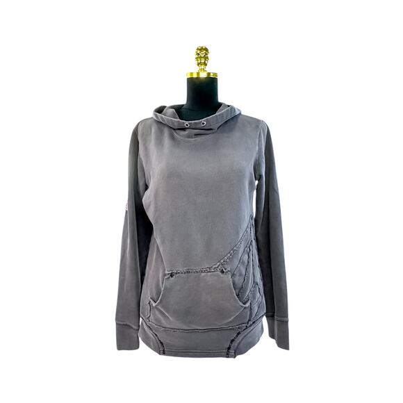 Y2K Volcom Grey Hoodie with Patch Logos - Size L - Picture 1 of 7